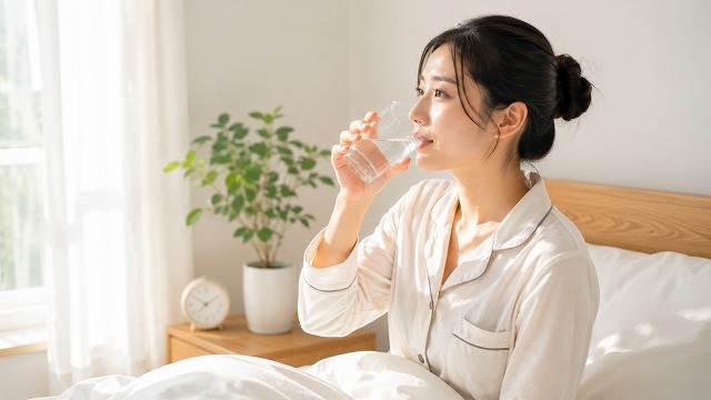 朝起きたらコップ1杯の水を飲む