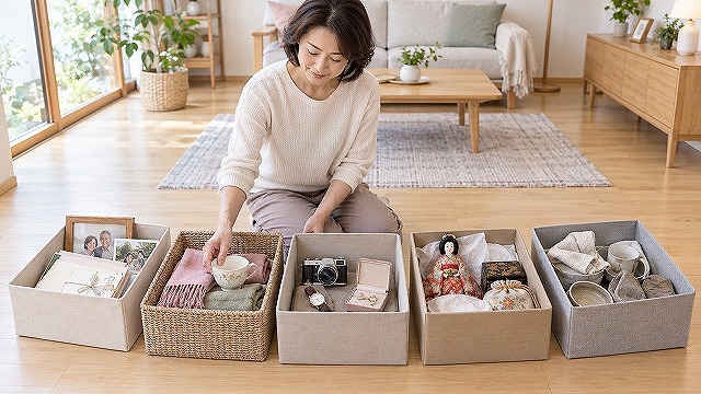 残された品を5つに分けて整理する