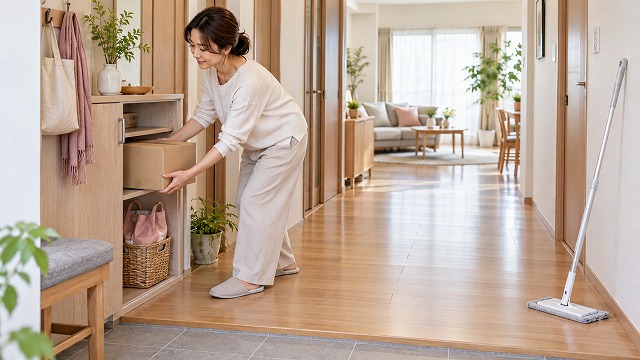 床や通路にものを置かない