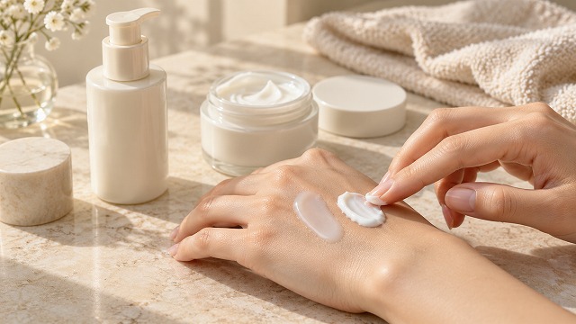乳液とクリームは、使い心地や乾燥の程度に合わせて