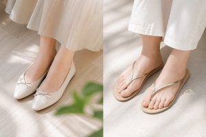 『フラットシューズ』でもスタイルアップ！美脚バランスの作り方