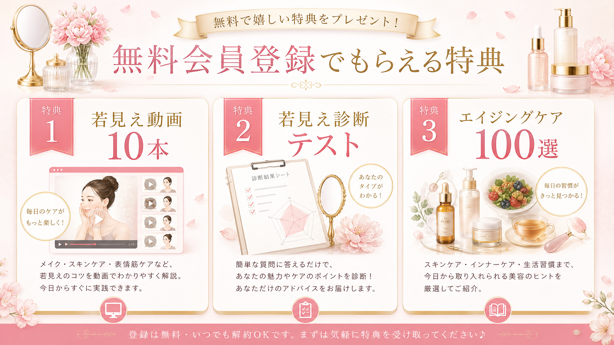無料会員登録でもらえる特典