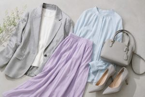 グレー×パステルで垢抜ける！曖昧カラーをボヤけさせない大人の着こなし術